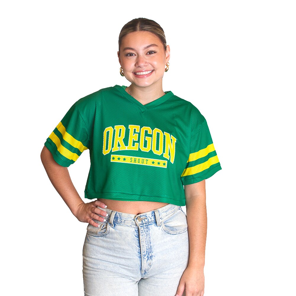 Arched Oregon, Zoozatz, Green, Crop Top, Polyester, Women, Football, Mesh, T-Shirt, 796949
